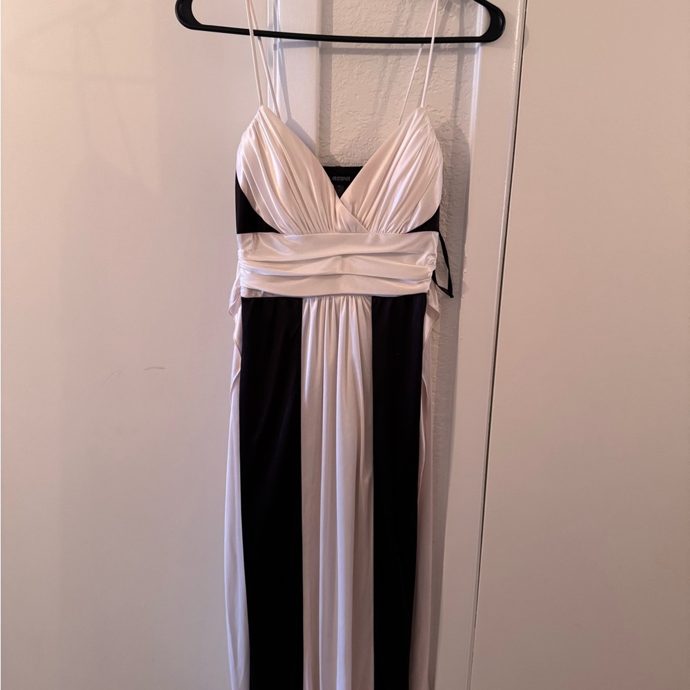 Elegant Black and White Evening Dress